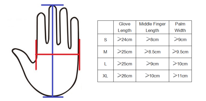 talla de guantes de limpieza